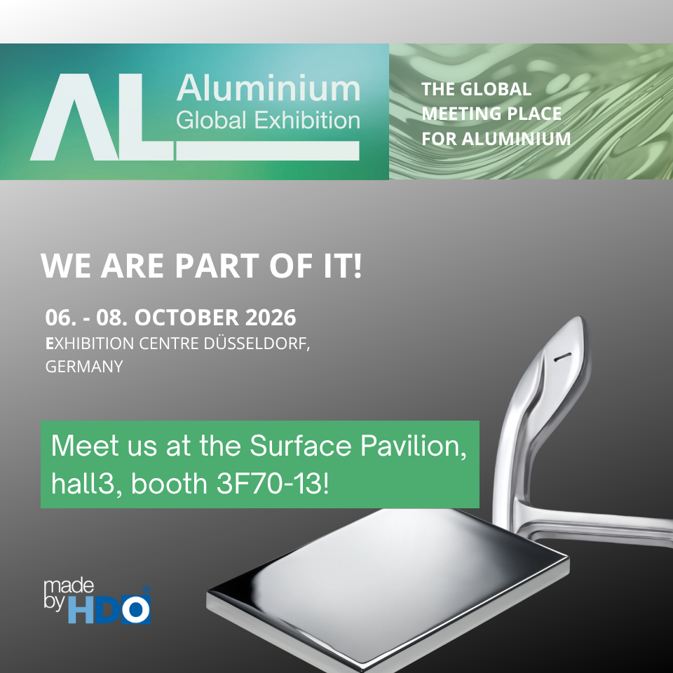 Werbeplakat für die Aluminium Global Exhibition 2026 mit Veranstaltungstermin und Einladung zum Messestand 3F70-13 in Düsseldorf.