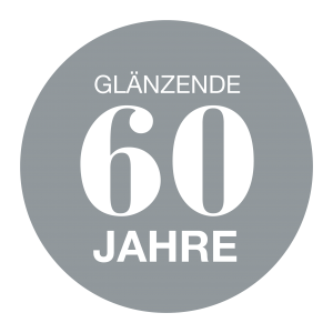 Piktogramm mit dem Schriftzug glänzende 60 Jahre