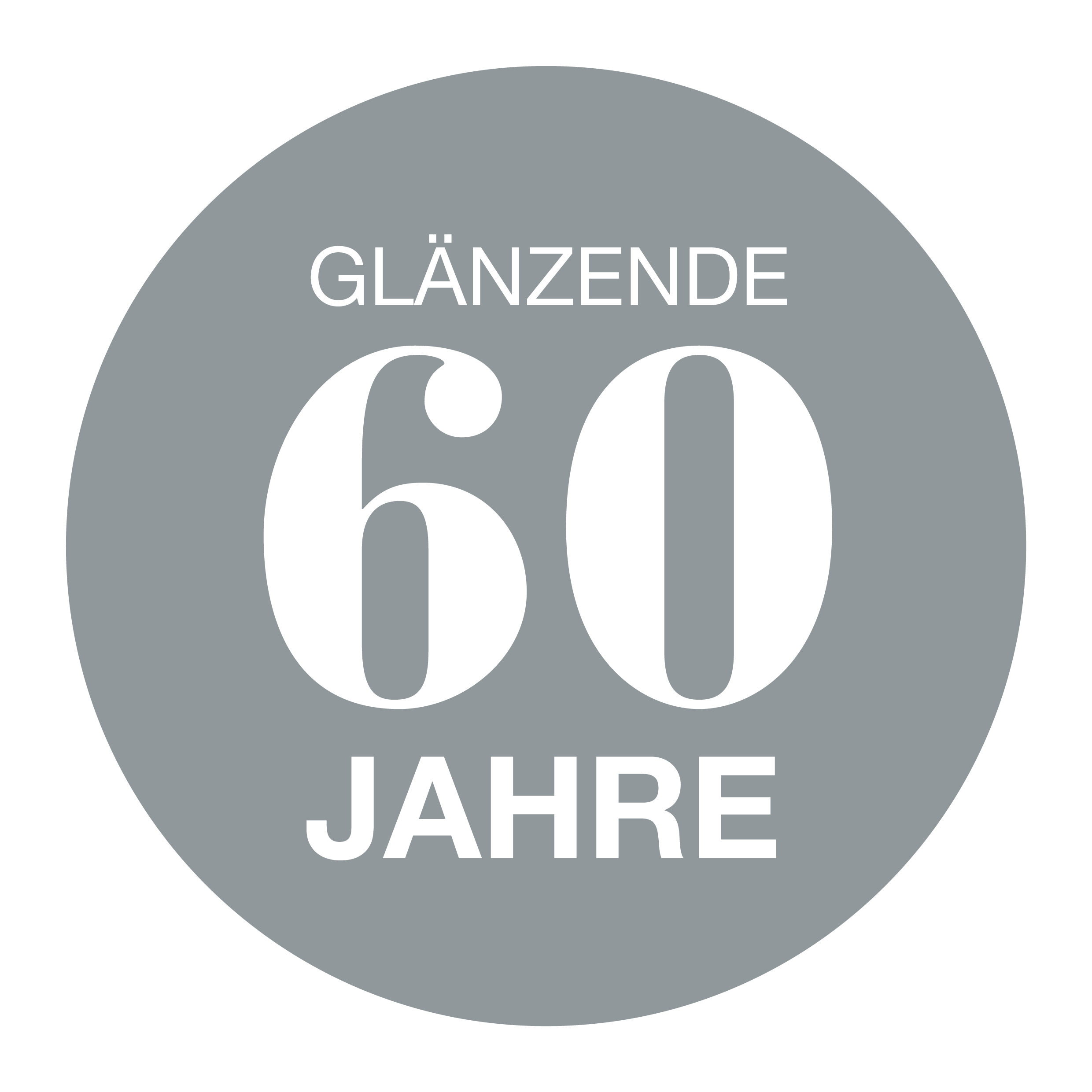 Piktogramm mit dem Schriftzug glänzende 60 Jahre